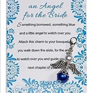 Angel for The Bride Charm Wedding Day Gift Bouquet Charm Something Blue